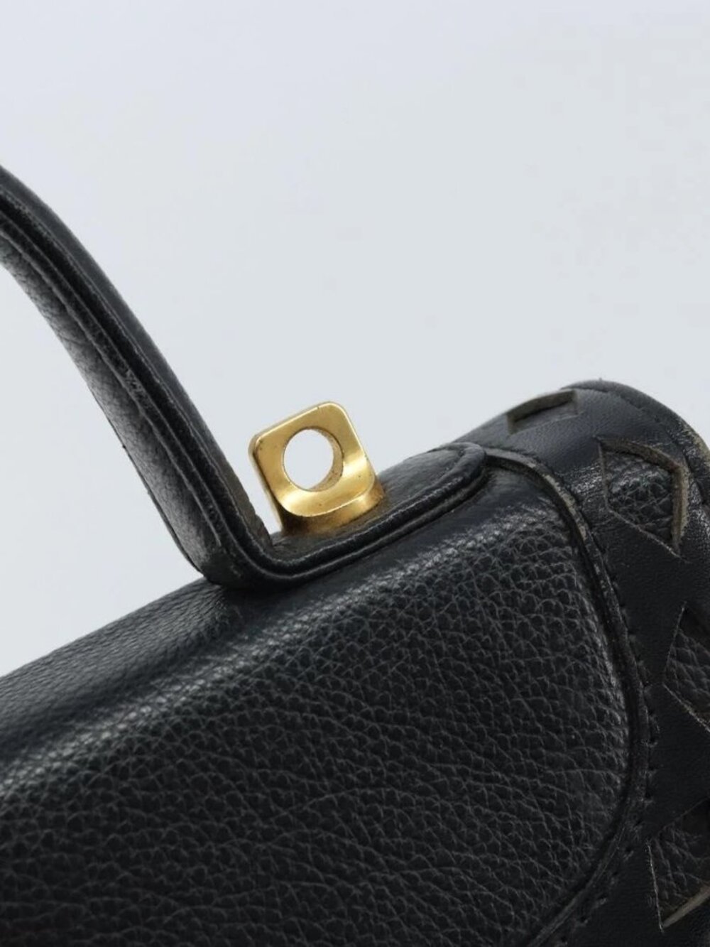 SAINT LAURENT Hand Bag Leather Black Gold Auth 174481 - Picture 11 of 15